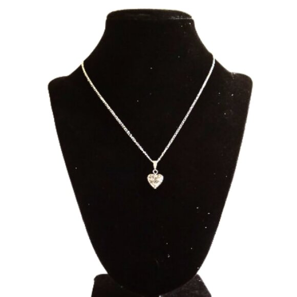 Petite Embellished Silver Heart Necklace - Picture 3 of 5